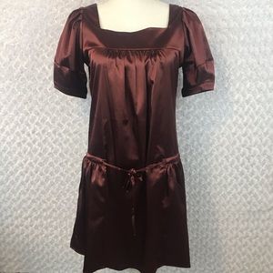 Vertigo Paris Surplice V-Neck Split Sleeve Hi-low Hem Metallic Shimmer Party Midi Dress